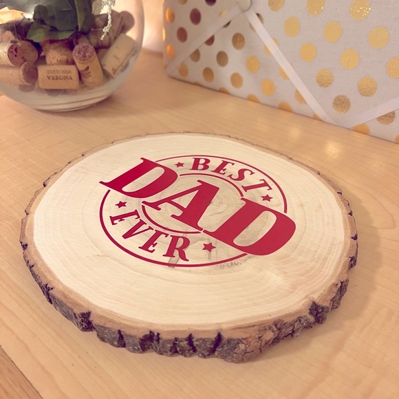 “Best Ever” Large Rustic Bark Round Accent Decor - Picture 2 of 4